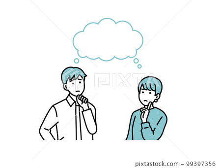 簡單的男女負站立姿勢集插畫素材 99397356