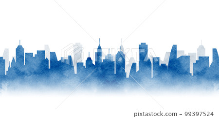 watercolor city landscape silhouette 99397524
