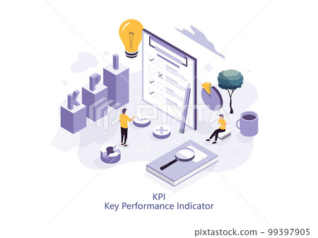 KPI Key Performance Indicator. Isometric... - Stock Illustration ...