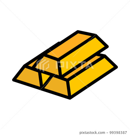 平面設計中的金條圖標。金元寶。黃金投資。向量。 99398387