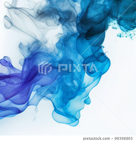 Abstract background of smoke or ink texture in water. Gradation of blue and green. AI generated image 99398803