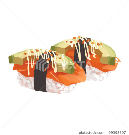 Avocado and salmon sushi Avocado and salmon sushi 99398807