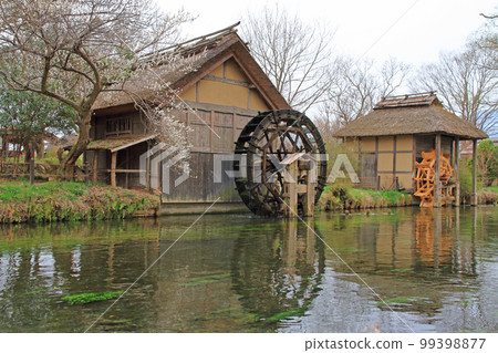 Azumino in early spring Clear stream and water mill Azumino in early spring Clear stream and water mill 99398877