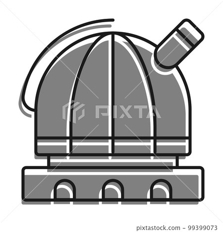 Linear filled with gray color icon. Observatory. Station For Observing Space, Stars And Planets Of Solar System. Space Exploration. Simple black and white vector 99399073