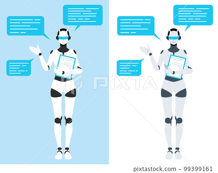 A humanoid robot that uses artificial intelligence to chat and guide A humanoid robot that uses artificial intelligence to chat and guide 99399161