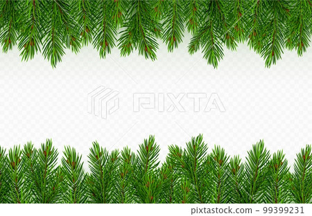 Pine tree branch border. green fir twigs frame Pine tree branch border. green fir twigs frame 99399231