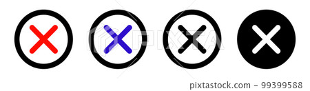 十字標記圖標集。禁止和限製圖標。向量。 99399588
