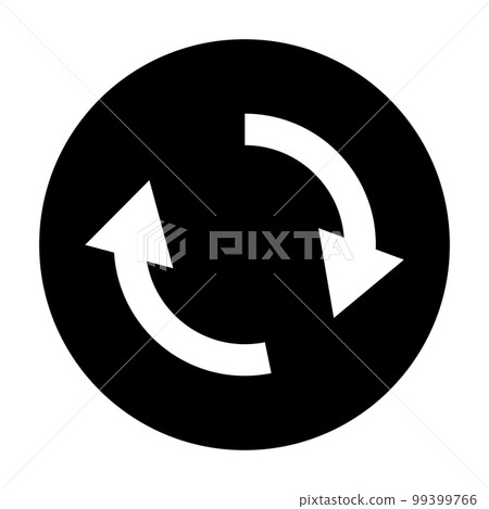 Round reload silhouette icon. Refreshing or rotating arrows. vector. 99399766