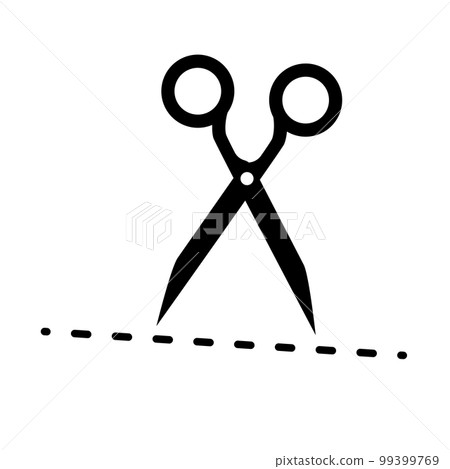 Scissors and clipping line silhouette icon. Cut out. vector. 99399769