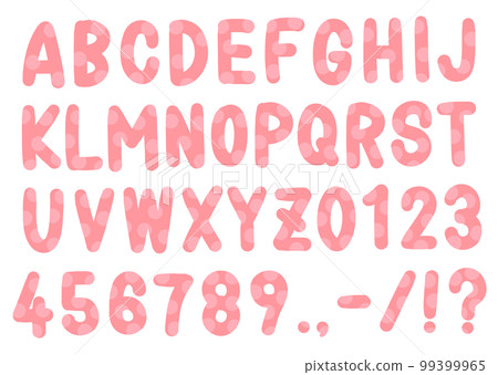 Handwritten alphabet and numbers Baby pink font with dots 99399965