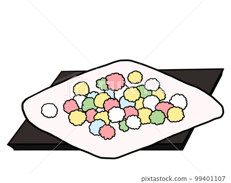 Illustration of hina rice crackers on a plate 99401107