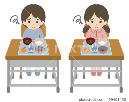 Children who cannot eat because of too much school lunch 99401466