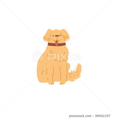 Sitting smiling adorable dog or puppy flat cartoon vector illustration isolated. Sitting smiling adorable dog or puppy flat cartoon vector illustration isolated. 99402297