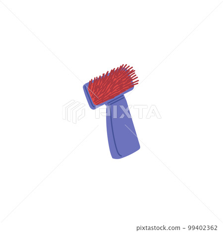 Grooming brush or comb, hand drawn flat vector illustration isolated on white background. Grooming brush or comb, hand drawn flat vector illustration isolated on white background. 99402362