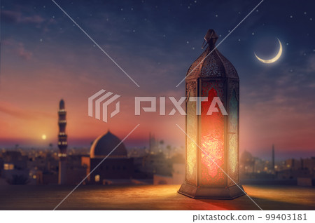 Ornamental Arabic lantern Ornamental Arabic lantern 99403181