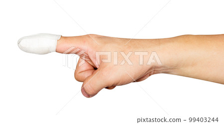 Forefinger with bandage isolated Forefinger with bandage isolated 99403244