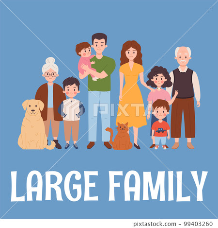 Banner for family day with multi generation family, flat vector illustration. 99403260