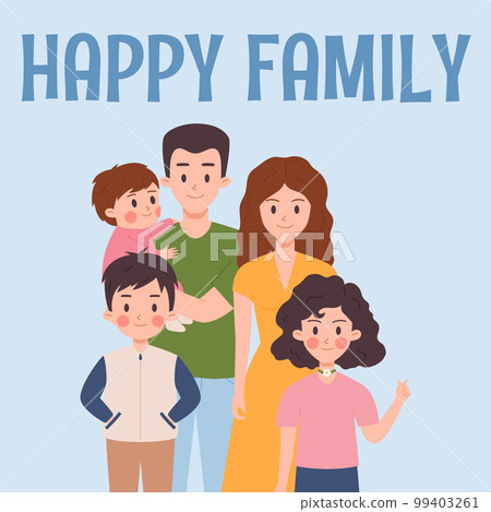 Happy family banner or poster design flat cartoon vector illustration. Happy family banner or poster design flat cartoon vector illustration. 99403261