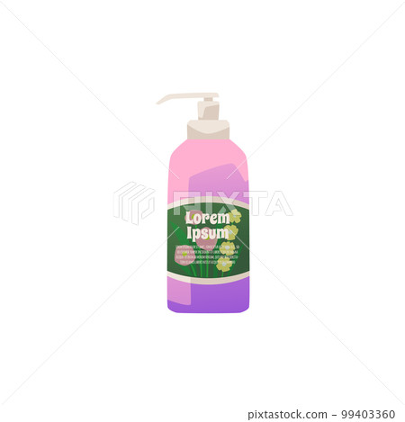 Skin care product in bottle with pump, cartoon flat vector illustration isolated on white background. Skin care product in bottle with pump, cartoon flat vector illustration isolated on white background. 99403360