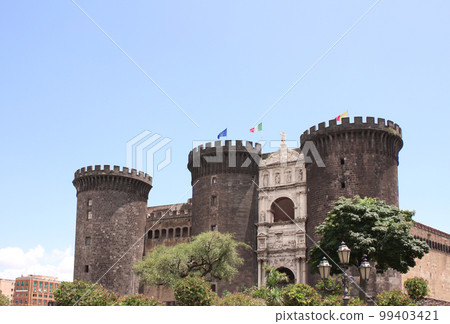 Famous landmark of Naples. Medieval castle of Maschio Angioino, Naples, Italy 99403421