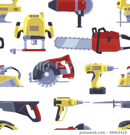 Seamless pattern with power tools flat style, vector illustration 99403428