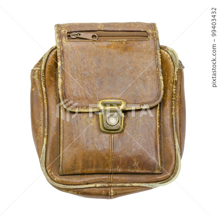 old leather haversack isolated on white background old leather haversack isolated on white background 99403432