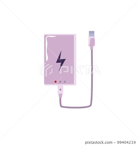 Portable smartphone charger, lightning sign and indicators flat style 99404219