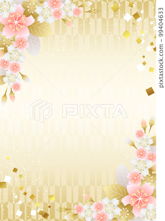 Japanese background vertical gold with diagonal red and white plum blossoms and arrows 99404633