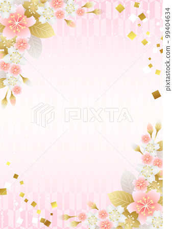 Japanese background vertical pink with diagonal red and white plums and arrows 99404634