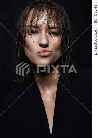 Funny young woman with Wet Hair. Beautiful girl 99405248