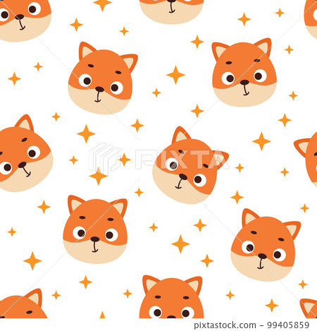 Cute little fox head seamless childish pattern.... - Stock Illustration ...