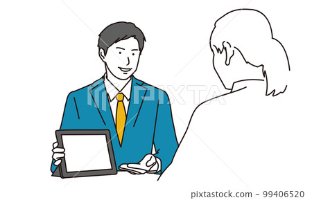 Businessman guiding with a tablet 99406520