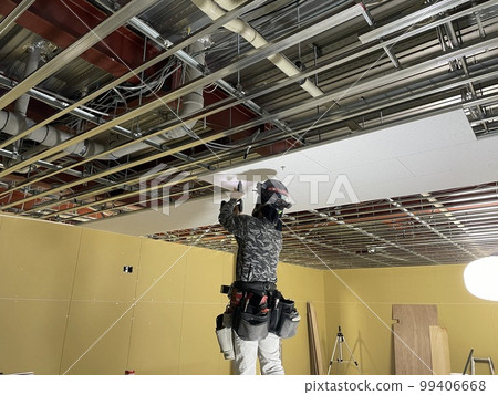Ceiling gyptone board installation scenery Ceiling gyptone board installation scenery 99406668