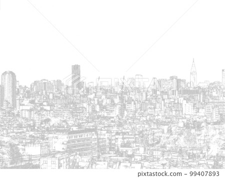 Tokyo cityscape. Illustrated photo. monochrome. Tokyo cityscape. Illustrated photo. monochrome. 99407893