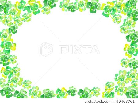 watercolor lucky four leaf clover frame 99408761