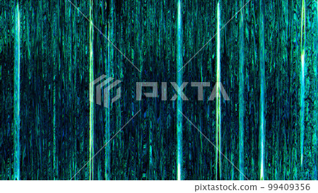 Glitch texture. Static distortion. Analog artifacts. Green yellow color lines noise on dark black illustration abstract background. 99409356