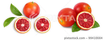 Blood red oranges isolated on white background . Top view. Flat lay 99410084