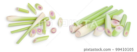 Fresh Lemongrass isolated on white background . Top view. Flat lay 99410105