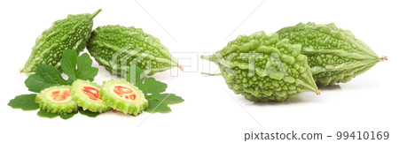 green momordica or karela with leaf isolated on white background 99410169