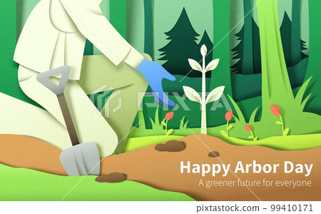 Planting in the forest paper art 99410171