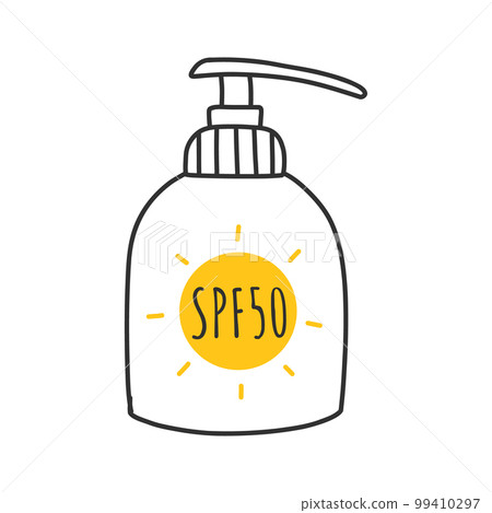 Sunscreen, lotion with SPF. Sunscreen protection and sun safety. Sunscreen, lotion with SPF. Sun protection and sun protection. Sunscreen lotion isolated. hand drawn vector illustration.Doodle style. Sunscreen, lotion with SPF. Sunscreen protection and sun safety. Sunscreen, lotion with SPF. Sun protection and sun protection. Sunscreen lotion isolated. hand drawn vector illustration.Doodle style. 99410297