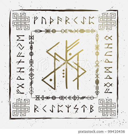 Scandinavian doodle bind rune work 99410436