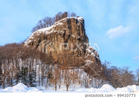 Engaru Town, Hokkaido, Observatory Rock, eroded and weathered volcanic breccia [January] 99410773