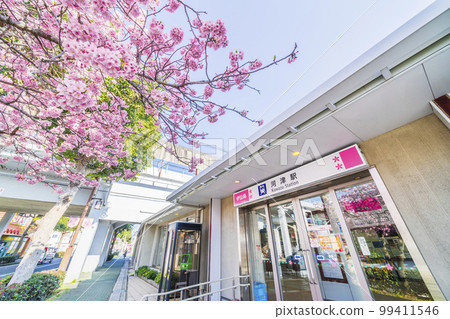 河津車站大樓和河津櫻花[靜岡縣加茂地區河津町] 99411546