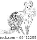 Antistress coloring page. Lama in flowers 99412255