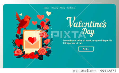 bird with love envelope happy valentine day celebration template horizontal 99412871
