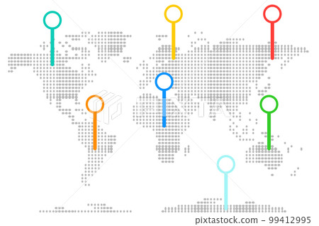 Dotted world map with pointer marks 99412995