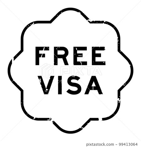 Grunge black free visa word rubber seal stamp on white background Grunge black free visa word rubber seal stamp on white background 99413064