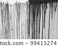 Black-white grunge stock photography. Flowing black and white paint on the stone. Gray textured stone wall with spots of paint. Abstract gray stock background. Uneven painted surface. Copy space 99413274