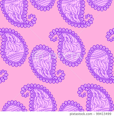 Paisley. A pattern based on the traditional textile figure "Turkish cucumber" or "Paisley". Vintage style 99413499